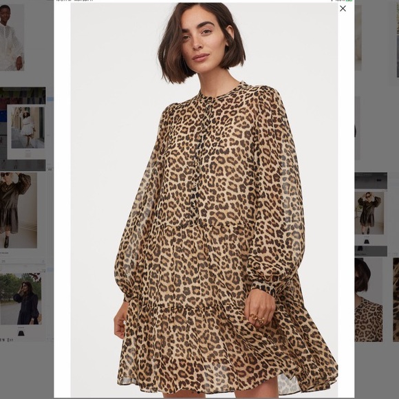 ❌SOLD❌ Chiffon Leopard-print Puff-sleeved Dress - Picture 2 of 16